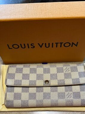 Louis Vuitton Damier Azur Checkered Wallet - Cream & Light Blue-Gray